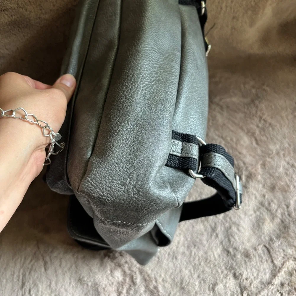 Beautiful Disaster Grey Studded Convertible Backpack Crossbody Bag Skull Punk